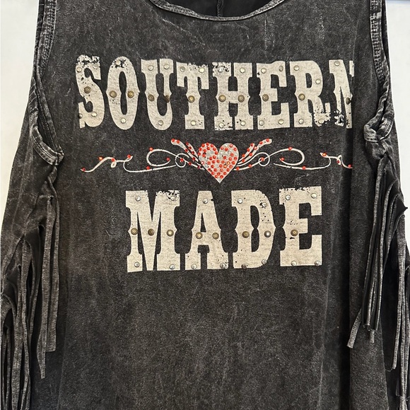 T Party Southern Made Fringe Distressed Country Tank Top | Women’s Size Small - Picture 11 of 12